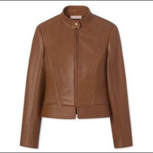 Tory Burch saddle Calista riding leather jacket